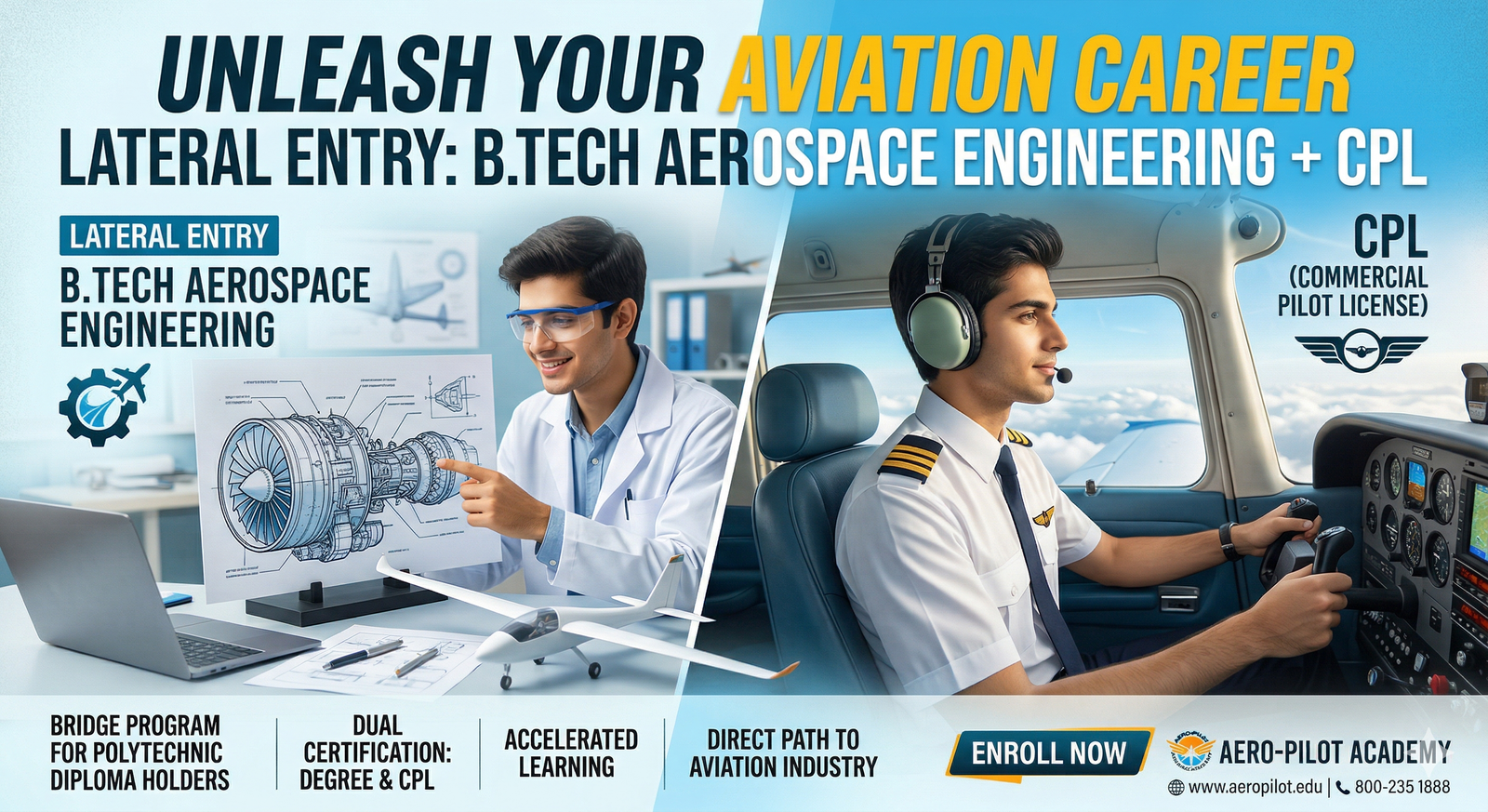 Lateral Entry B.Tech Aerospace Engineering + CPL